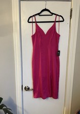 Express Women’s Pink Magenda Stretch Fitted Slit Midi Dress Size S