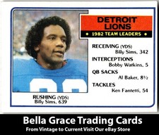 1983 Topps Billy Sims #58 Detroit Lions Team Leaders NFL Football