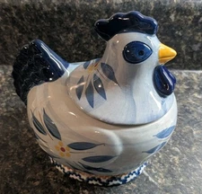 Temp-Tations Ovenware By Tara Rooster Old World Blue Ceramic Bakeware EUC