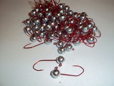 1/8oz, 100ct Collarless Jighead with #2 Eagle Claw Red Sickle Hooks Crappie