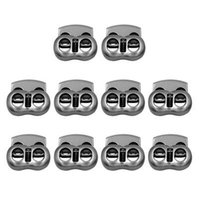 10 Stück Metall Bean String Cord Schlösser 2 Große Loch Toggle Frühling