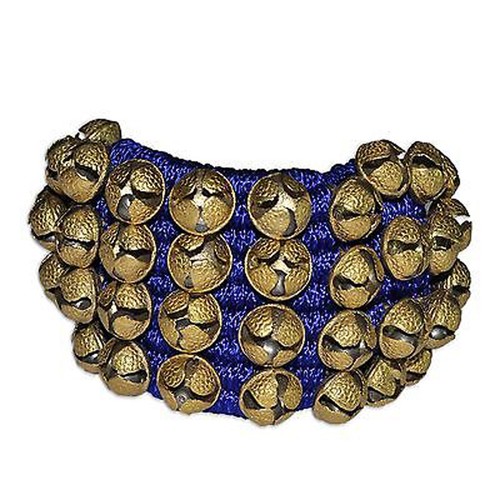Blue Pads Ghungroo Pair 4 Lines Of Brass Bells Mounted On Good Quality Ghangru - Picture 5 of 5
