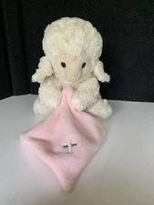 Nat & Jules Plush Lamb Pink Girl Lovie jesus Loves Me Cross Blanket Stuffed Toy