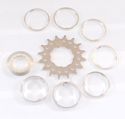 390016 Umbausatz auf Singlespeed HG Ritzel 16z und 7 Spacer silber Umrüstkit
