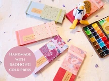 Handmade Art Sketchbook-100% Cotton 300gsm  BaoHong - 14cm x 5.5cm -Cold Press