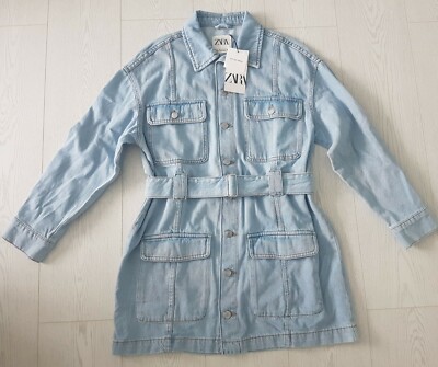 ZARA BLUE DENIM DRESS WITH BELT SIZE M THE LEXI DRESS BNWT ZARA