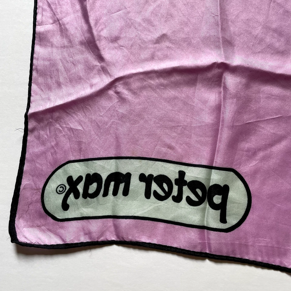 Bufanda vintage Peter Max años 70 bufanda de seda 26" x 26" Foto 3 de 4