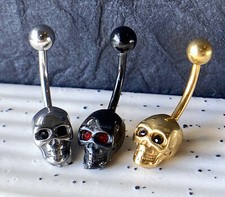 1 pieza Gema Ojos Calavera Vientre Anillo Ombligo Naval Acero Quirúrgico Piercing Joyería Corporal