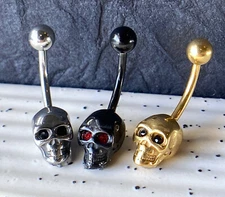 1pc Gem Eyes Skull Belly Ring Navel Naval Surgical Steel Piercing Body Jewelry