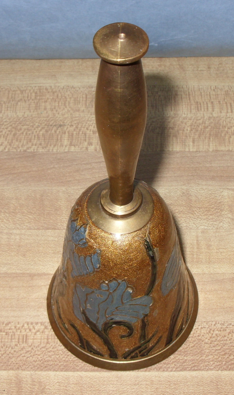 ANTIQUE ALL BRASS, HAND PAINTED, SCHOOL HOUSE BELL eBay