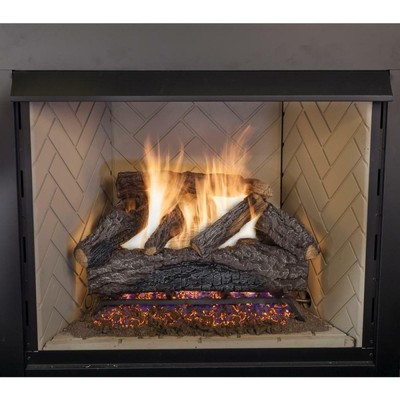 Fireplace Logs 30 Inch Oak Vented Natural Gas Log Set Glowing