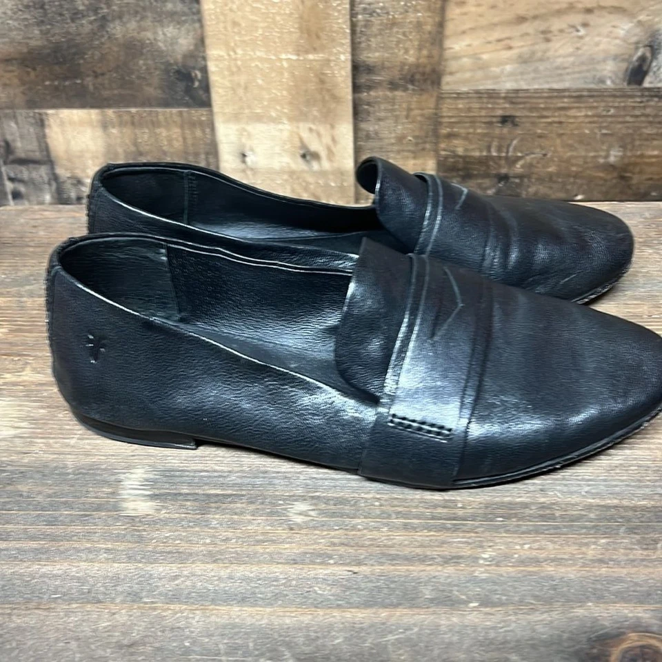 Frye Terri Penny Black Leather Loafers Women's Size 6.5 - Image 4 of 4
