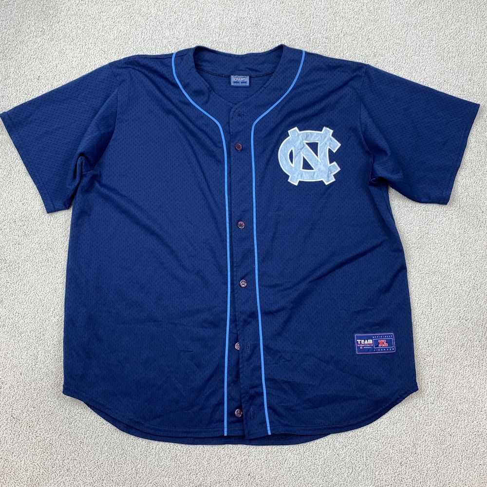 UNC North Carolina Tar Heels Baseball Jersey Mens XL Button-Down Fan Apparel Y2K