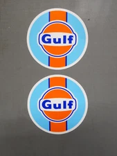 2x Gulf Livery decals Gasoline Oil sticker NHRA Sponsor Racing Petro Choose Size