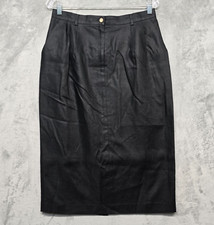 Talbots Skirt Womens Size 14 Petites Black Linen Lined Midi Straight Vintage