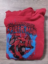 Spiderman Hoodie Kids Large 10-12 Red Pullover Fleece Lined Sweater Shirt Boys