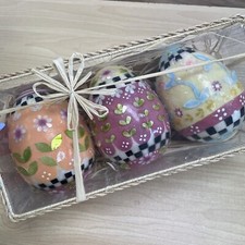 MacKenzie Childs Set of 3 Calico Eggs - AS-IS  NEW WITH DEFECTS