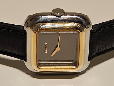 VINTAGE SQUARE LADIES JAPAN TWO TONE ST. STEEL MECHANICAL WATCH