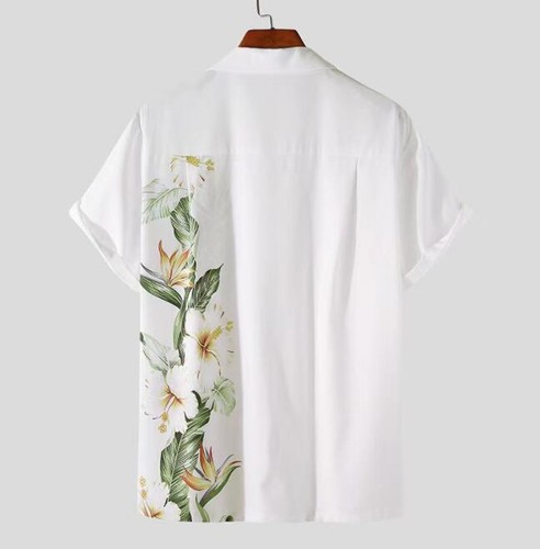 Mens Youth 2024 Fashion Floral Print Short Sleeves Casual Beach Hawaii Shirt  - Picture 4 of 11