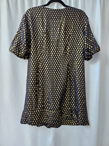 Vestido French Connection Metálico Punto Dorado Fiesta Seda UK8/US12 - Imagen 8 de 12