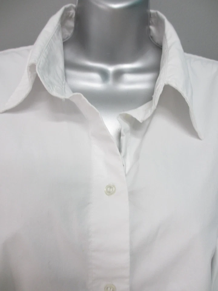 H&M Crisp White Classic Cotton Blouse Women's L Long Sleeve Shirt Button Up Top - Image 4 of 4