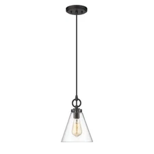 Z-Lite 3034P8 Harper 8"W Mini Pendant - Black