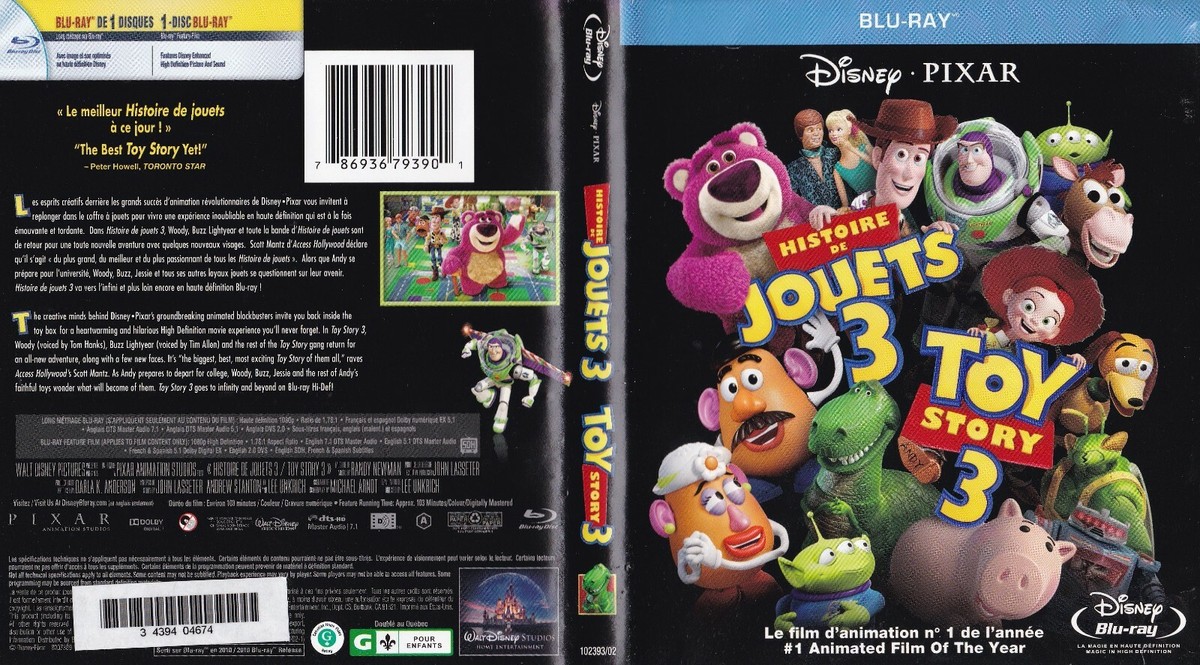 Toy Story 3 (Disney 1-Disc Region Free FS Blu-Ray English/French