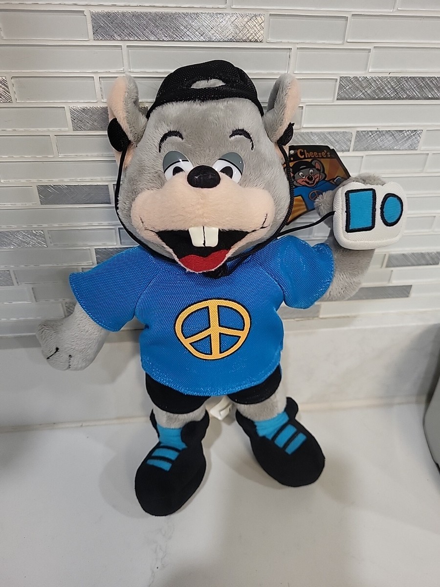 Chuck E Cheese Pizza Time Peace Plush Stuffed Animal Toy Walkman