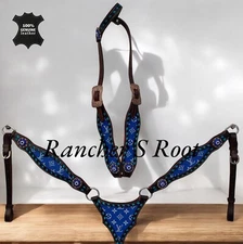 Western Leather Tack Set For Horse |  Blue Gladiator Tack Set