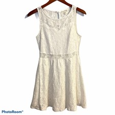 MONTEAU Small Lace Mini Dress White Sleeveless Party Wedding Dance Going Out