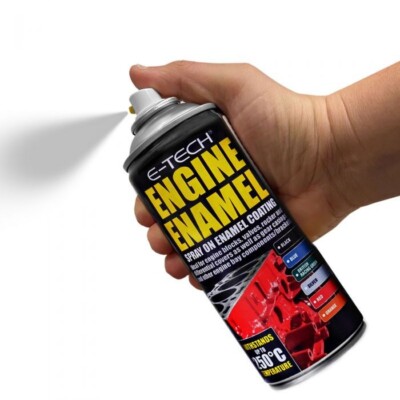 E-Tech Silber Motor Emaille Sprühfarbe hitzebeständig auf Hochtemperatur 400ml + matt 