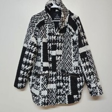 PRANA "Sakari" Coat Oversized Wool Blend AZTEC Black  White Women's Size XL
