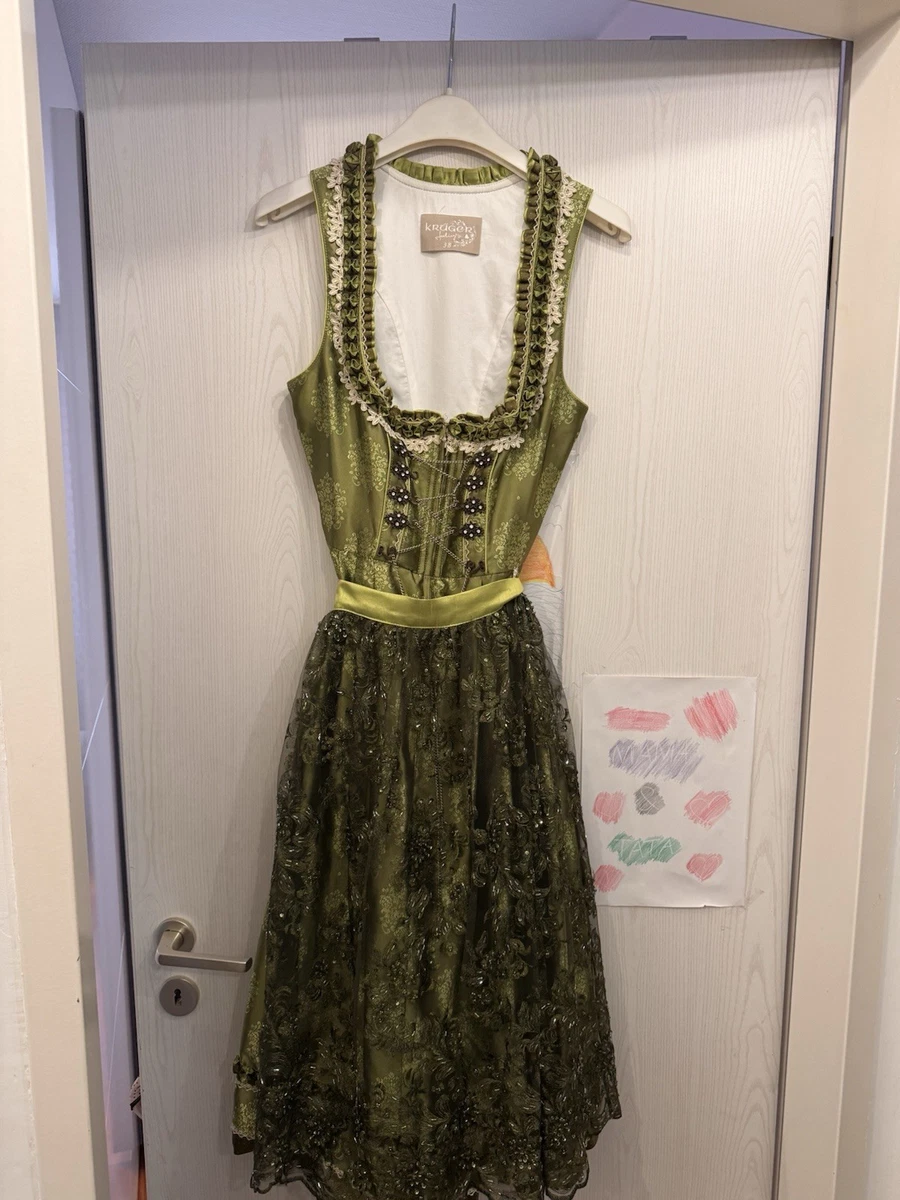 Dirndline Abito Dirndl da Donna per Occasioni Speciali, Grigio/Nero/Bianco, XXS, Grigio/Nero/Bianco, XXS