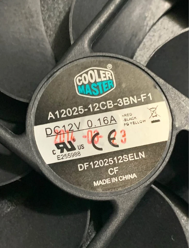 Cooler Master 2pc LOT 120mm Case Fans A12025-12CB-3BN-F1 Black 3-pin - Image 2 of 3