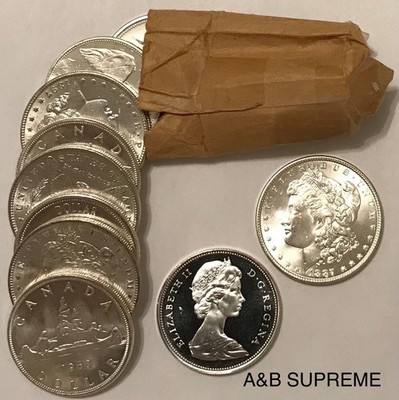 USA Morgan & Canada (2) Dollars From Obw Roll Choice Gem Bu Unc 80 & 90% Silver