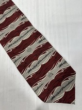 VTG Harley Davidson Necktie Maroon/Silver Pinstripe Ralph Marlin 3.75" x 56" USA