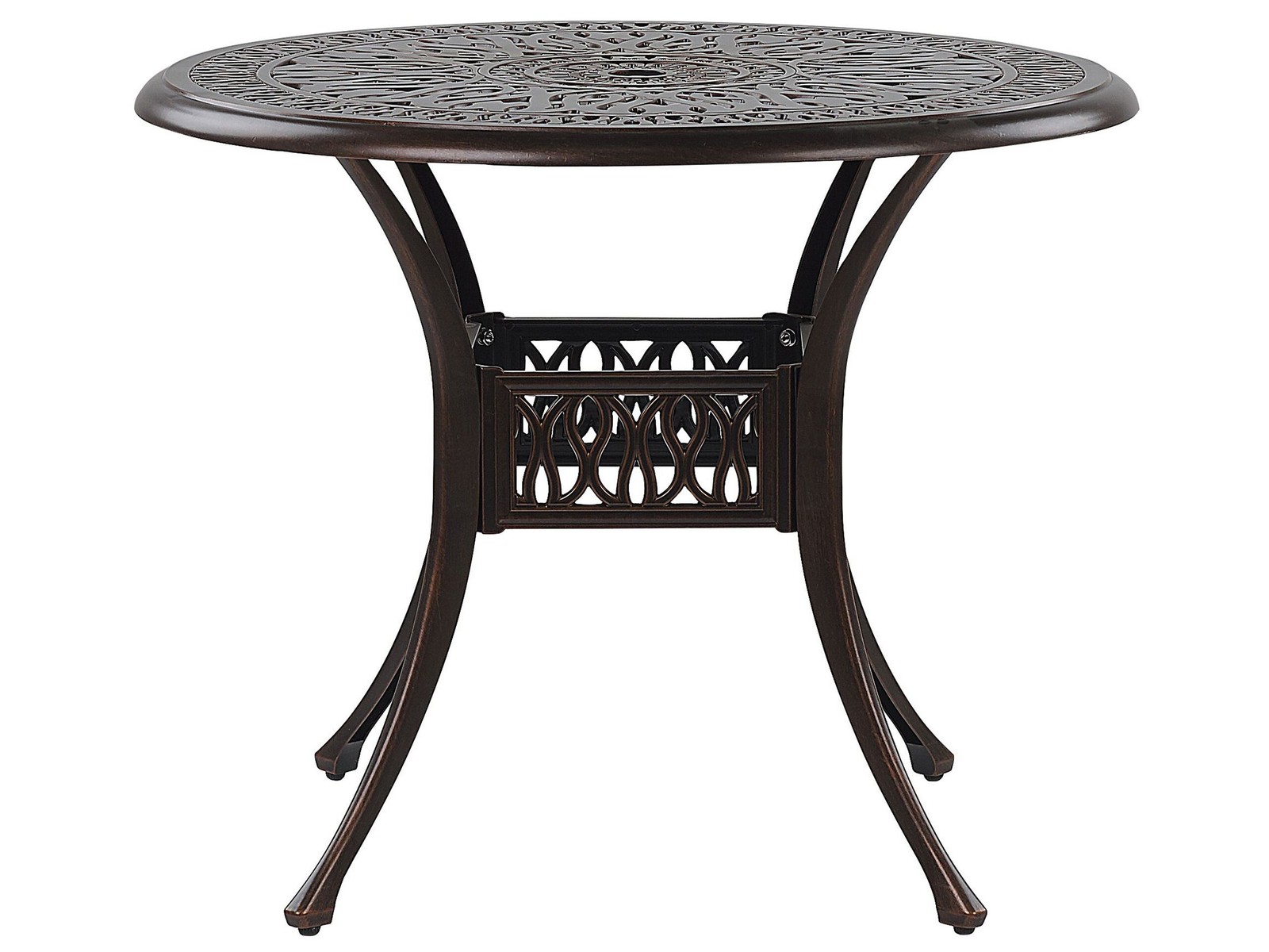 Tavolo Rotondo da Giardino Stile Vintage Alluminio Marrone Scuro ø 90 cm Ancona