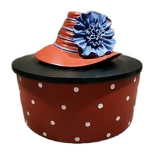 Red Hat Society Storage Jar & Lid "Embrace Aging" Polka Dots Vtg Rare!