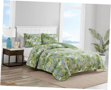 - Quilt Set, Soft  Reversible Cotton Bedding Set, Queen Aregada Dock Sky Blue