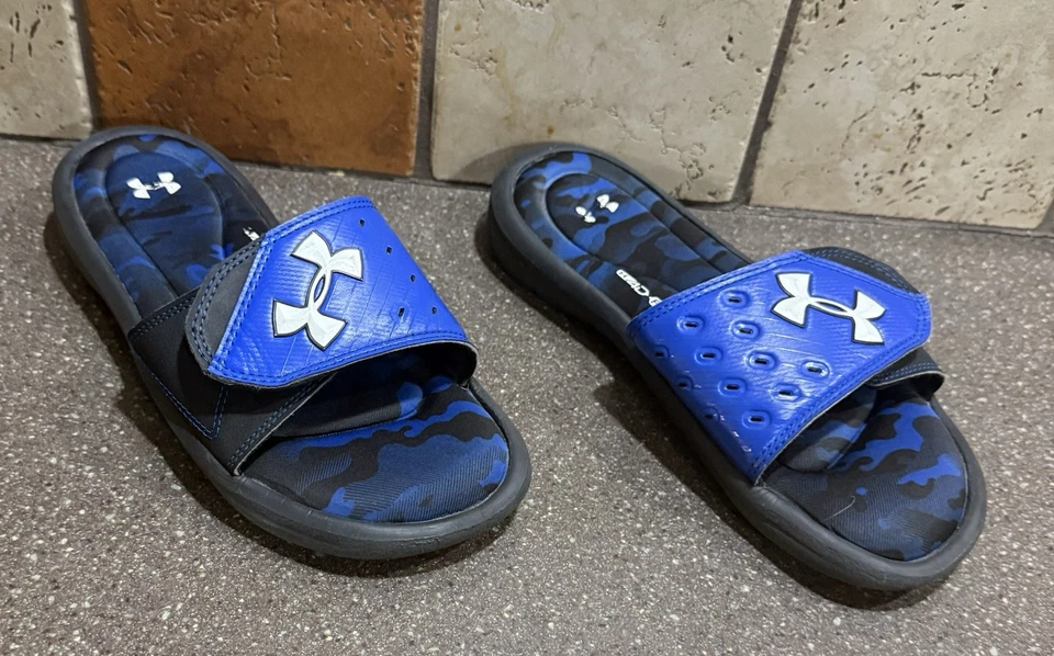 Under Armour Slides Size Youth US 6Y Black /Blue - Image 2 of 4