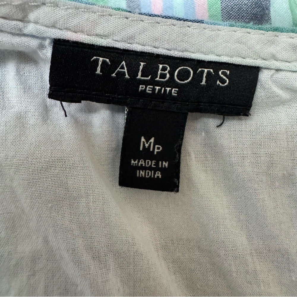 Talbots Cotton Patchwork Plaid Button Back Sleeve… - image 10