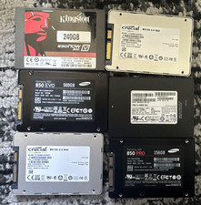 Mixed Brands Lot of 6 2.5in SATA III Internal SSDs 240-500GB Samsung/Crucial
