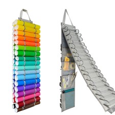 Vinyl Roll Holder - 36 Compartments Vinyl Storage Organizer with 7 Mesh Pocke...