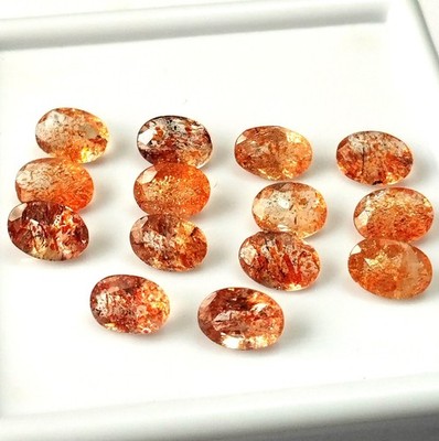 7X5 mm Oval Sunstone Natural Faceted Untreated Gemstone 14 Pieces Wholesale Lot