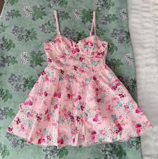 ASTR the Label Pink Floral Eyelet Lace Trim Sweetheart Strappy Mini Dress M