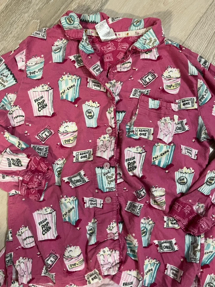 Pijama para mujer Munki Munki rosa con temática de palomitas de maíz mediano Foto 3 de 4