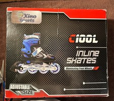 In-line Skates Blue Kids Rolling Skates Adjustable Size L 5-8 New