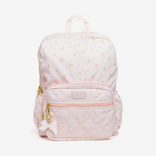LoveShackFancy x Yoobi Pink/White Floral Backpack w/ Pockets, Bow Zipper