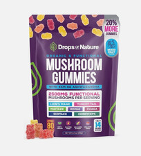 Functional Mushroom Gummies, 2500mg w/Ashwagandha Shiit Blend for Focus Immunity