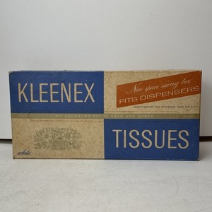 Vintage Early Kleenex Tissues Box Sealed 300ct 8.5” x 9.7” White